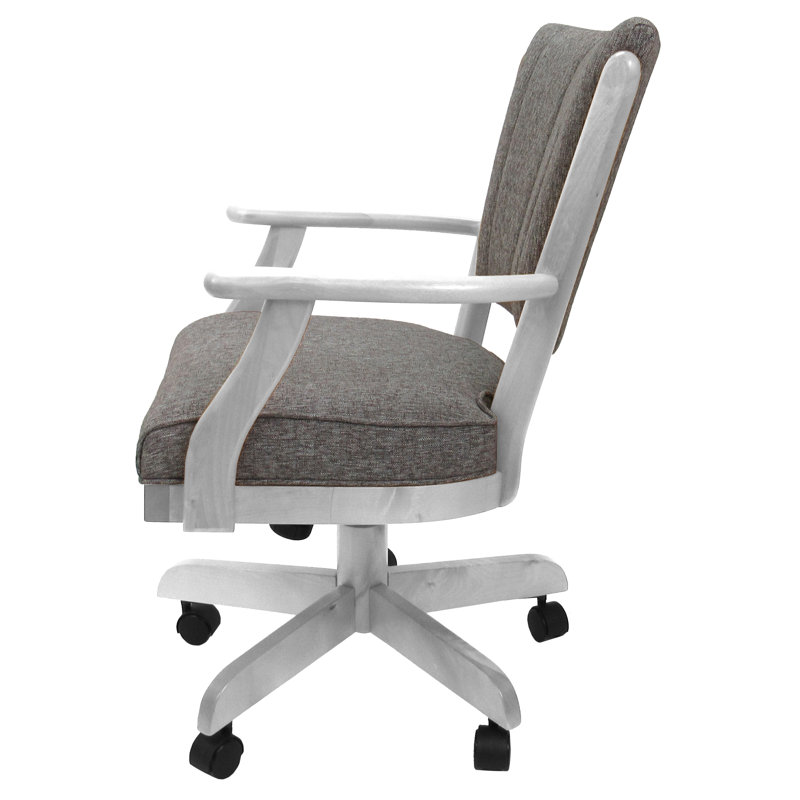 Chaise pivotante en bois avec accoudoirs Gravois, Gris Mojave, Blanc