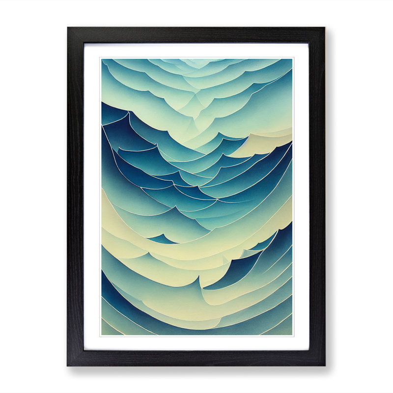 Seascape Abstract Vol.2 - Single Picture Frame Painting, 46cm H x 34cm W x 2cm D, Walnut