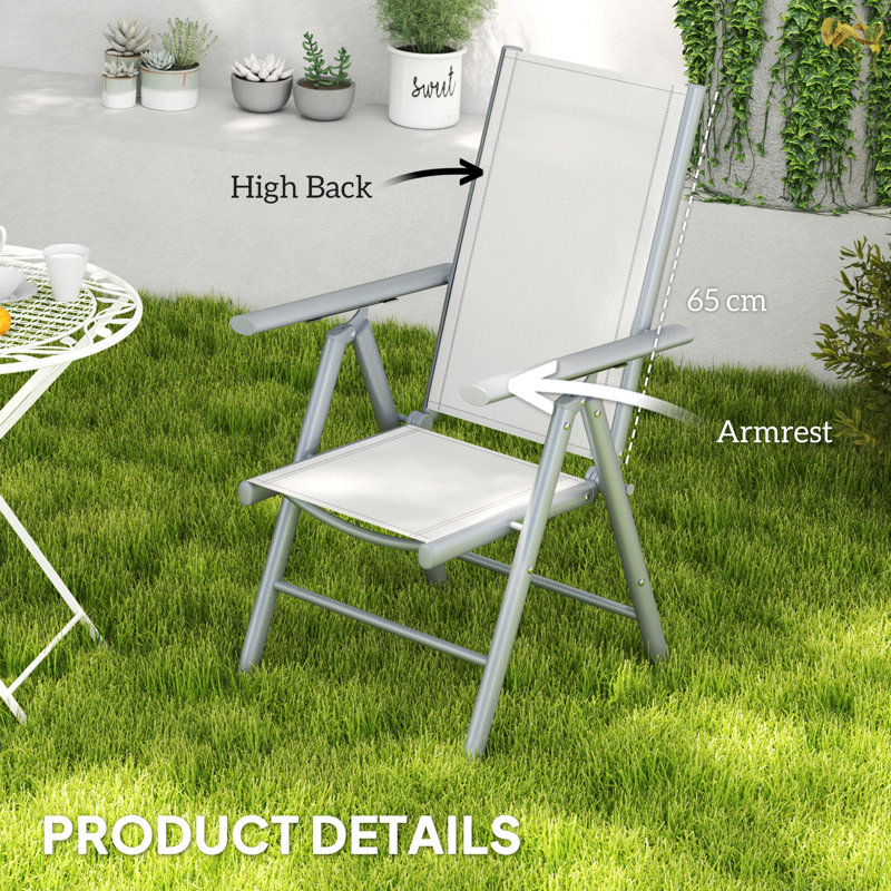 Folding Patio Dining Folding Chair, Light Grey