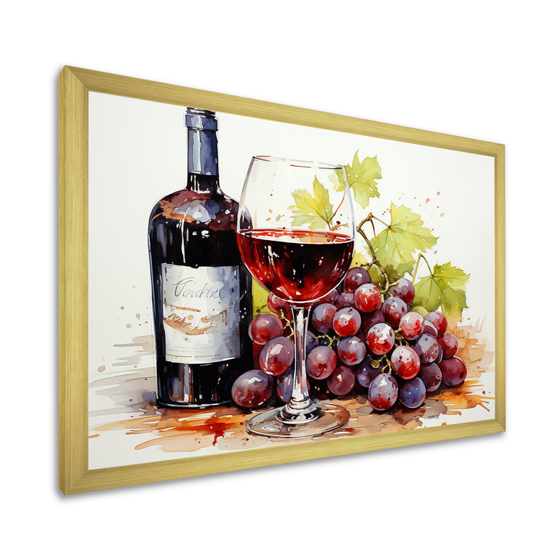 «Balayage de bourgogne bordeaux», art mural vin, Cadre doré à coins fermés, H 12 po x l 20 po x P 1 po