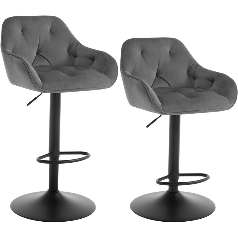 Novi Swivel Upholstered Adjustable Height Counter Stool with Metal Frame, Grey