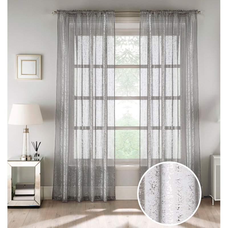 Resor Sheer Curtain Pair, 140cm Width x 122cm Drop, Grey