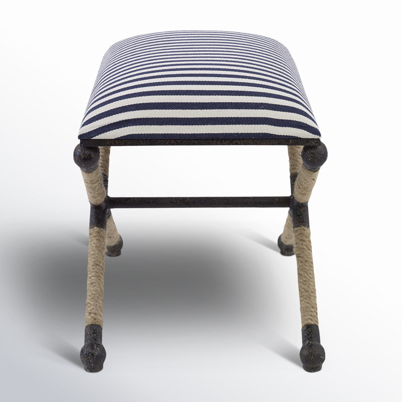 Cherise Accent Stools, Navy/White/Brown