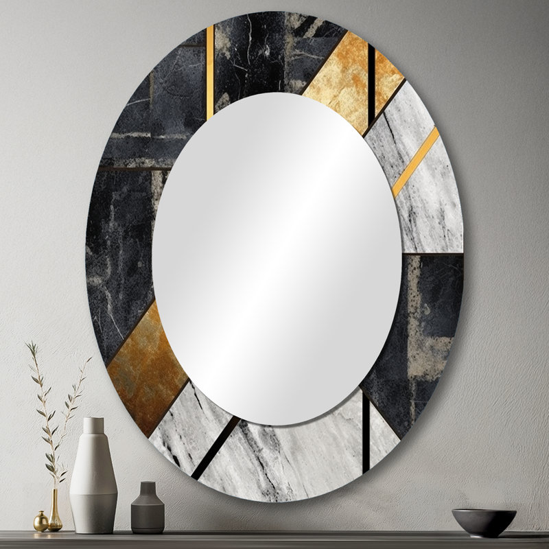 Koeller - Miroir abstrait en métal, 43 po x 33 po
