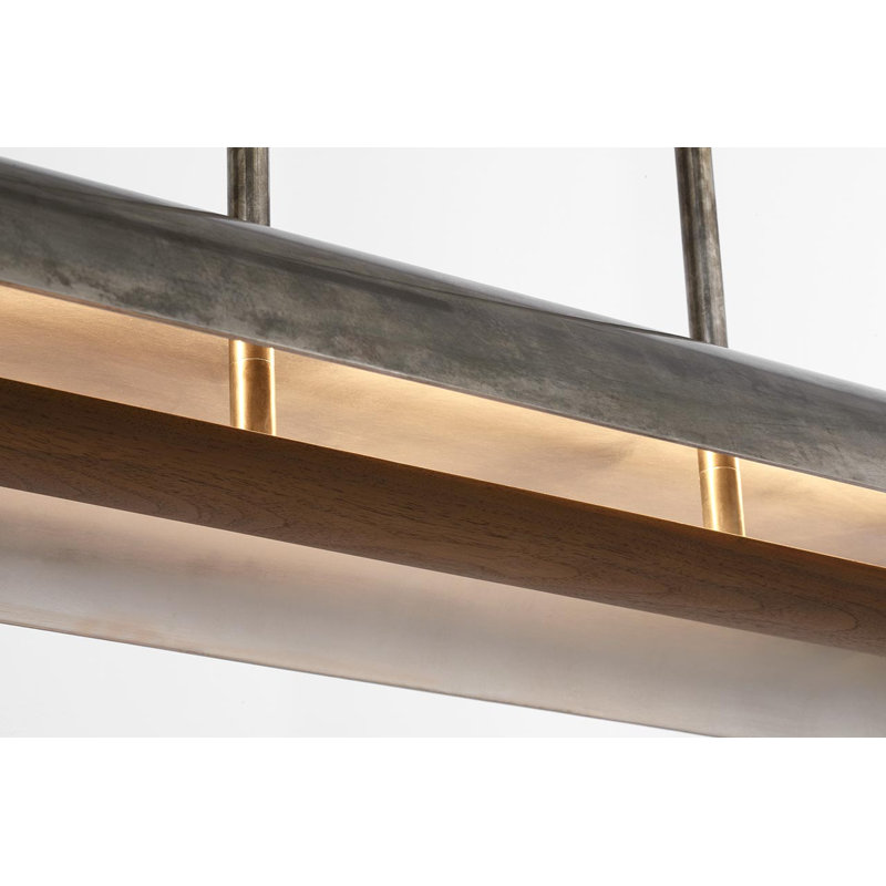 Anne-Marie Barton Remi 60" Linear Pendant, Mottled Pewter and Warm Walnut