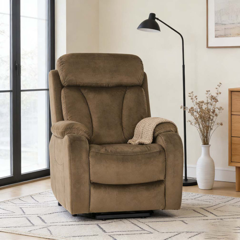 Fauteuil inclinable électrique Power Lift, Brun, Velours