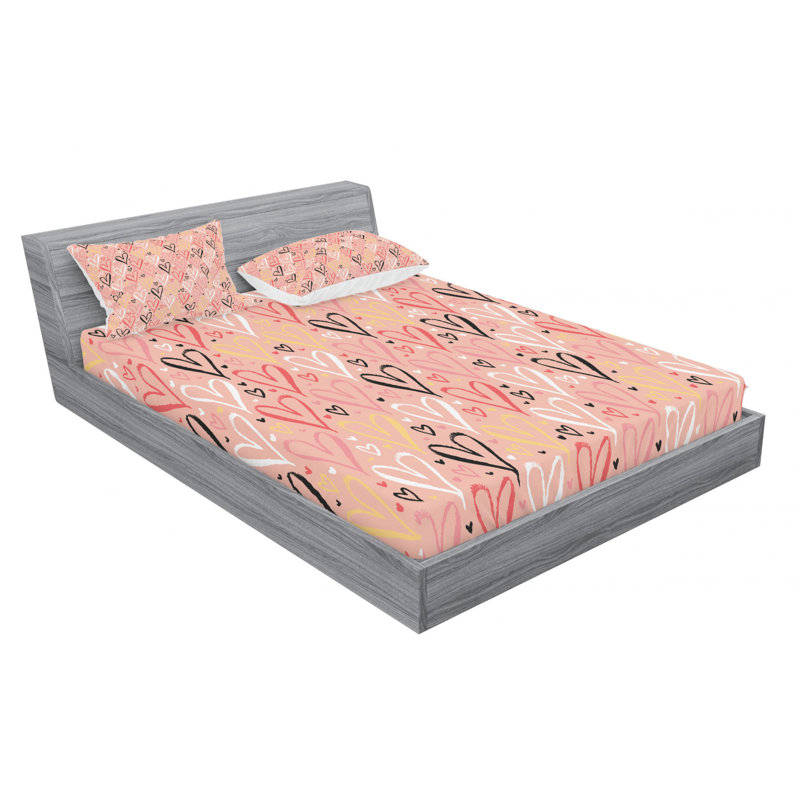 Microfiber Geometric Sheet Set, Queen Sheet Set with Fitted Sheet