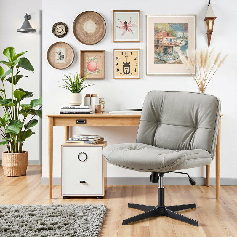 Fauteuil de bureau sans accoudoirs sans roulettes, chaise de bureau Criss, Kaki