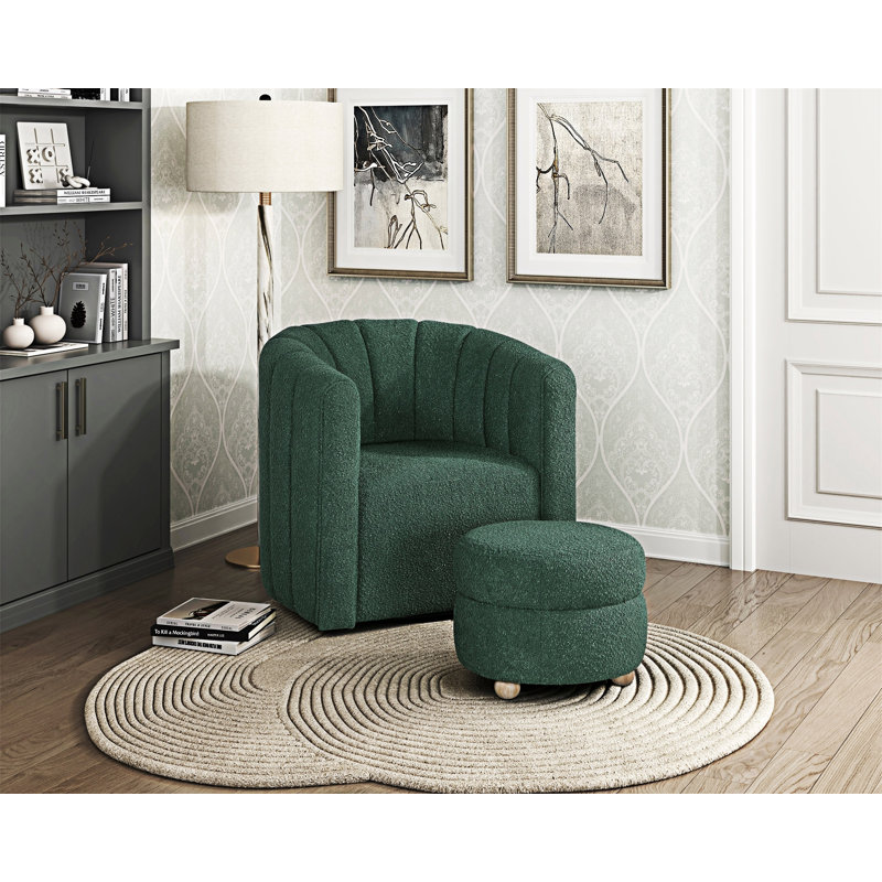 Fauteuil pivotant avec repose-pieds Upholstery, Vert
