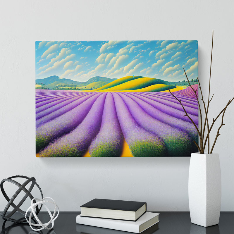Stimulating Lavender Flower Field - Wrapped Canvas, 40cm H x 60cm W x 3cm D