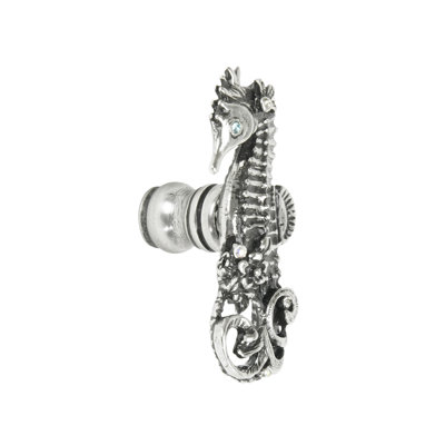 Coastal Living sea horse right knob with swarovski crystals in finish Chalice
