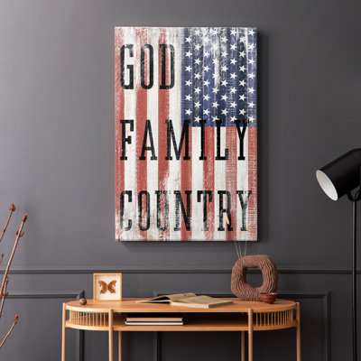God Family Country Flag -Gallery Wrapped Cavas