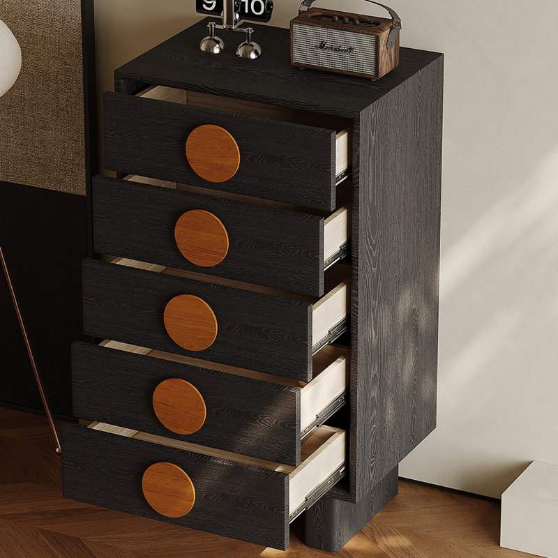 Black Exquisite Multi-functional 5-Drawer Cabinet