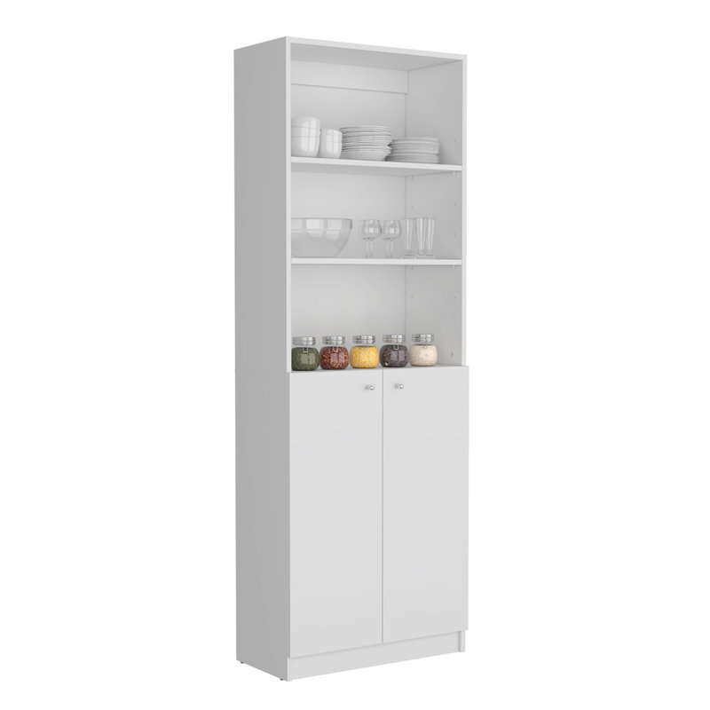 Bibliothèque 2 portes Vinton avec tablettes supérieures, blanc