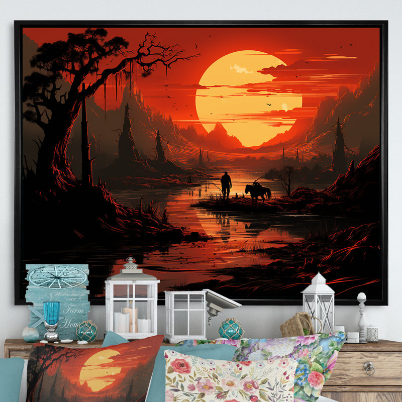 «Dessert Journey at Sunset I», reproduction sur toile, Cadre flottant noir, H 12 po x l 20 po x P 1 po