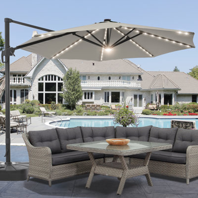 Doraly 11' Solar LED Cantilever Umbrella