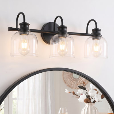 Éclairage pour meuble-lavabo de salle de bain, luminaire pour meuble-lavabo 3 lumières avec abat-jour en verre transparent, luminaire de salle de bain sur miroir, luminaire de salle de bain contemporain