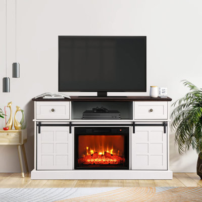 Meuble télé pour téléviseur de 65 po ou moins avec foyer électrique Yazlen