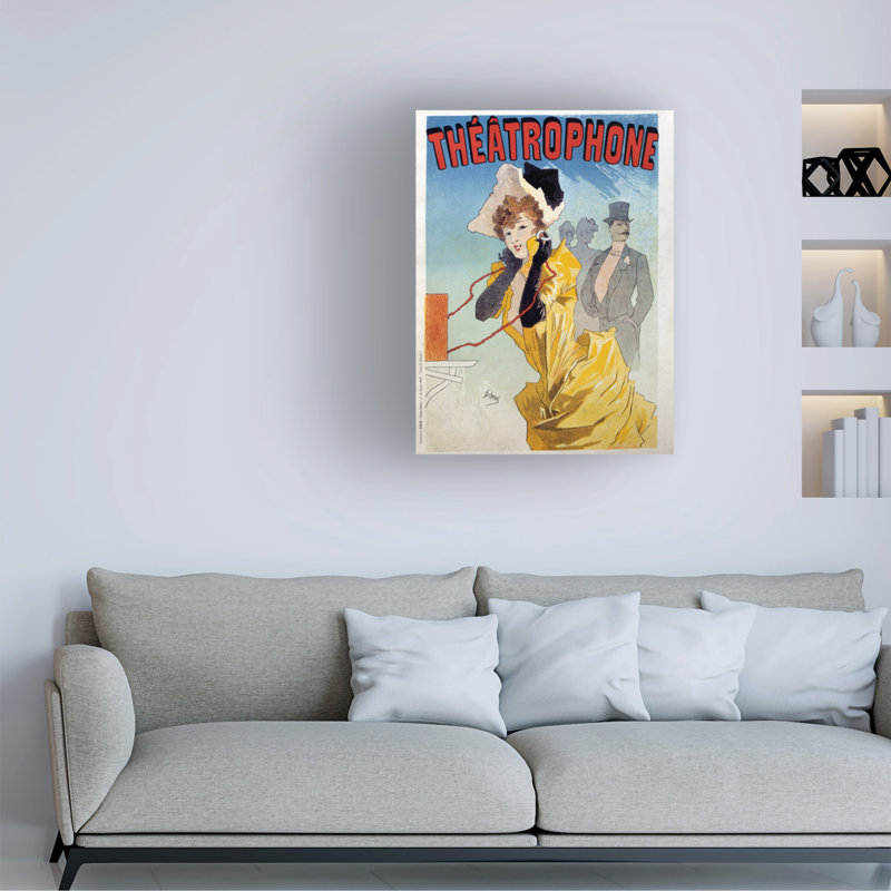 «Jules Cheret Theatrophone», art sur toile du 19e siècle, H 19 po x l 14 po