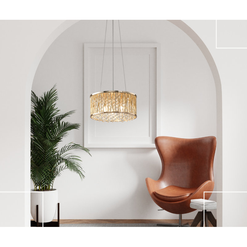 Avennes 3 - Light Drum Chandelier, Gold