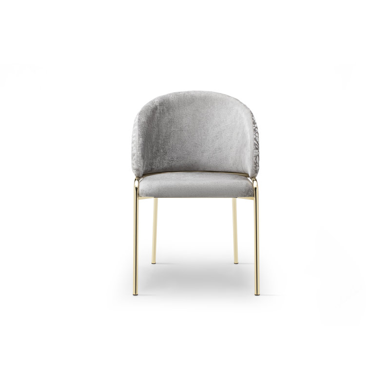 Onyx Velvet Side Chair, Light Gray, Gold