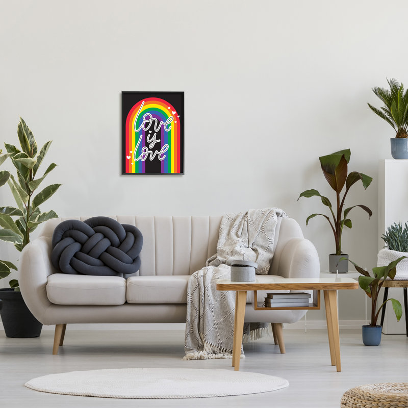 Love is Love LGBTQ Pride Rainbow Canvas Print with Black Frame