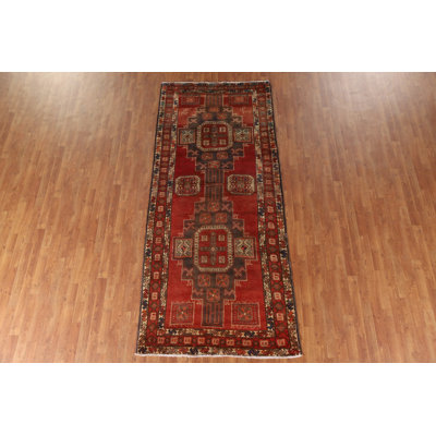Red Geometric   Runner Rug 4x10