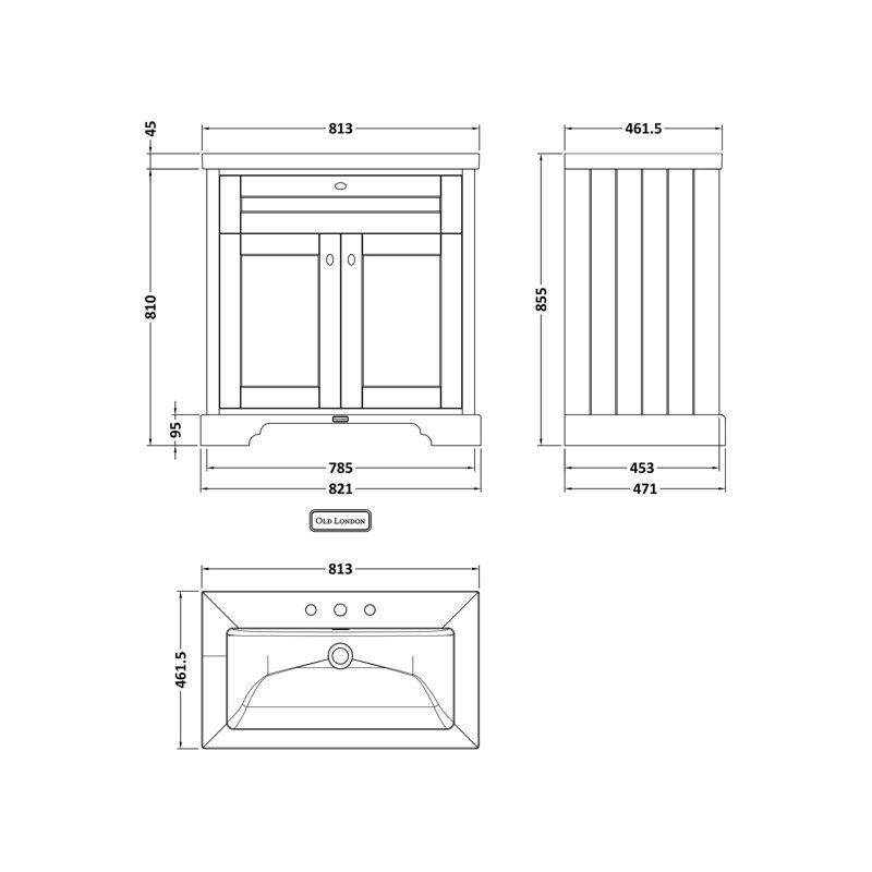 Old London 813 mm Bathroom Vanity