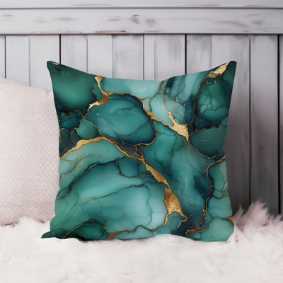 Abstract Green Geode Marble Pattern XVII Modern Throw Pillow Cover