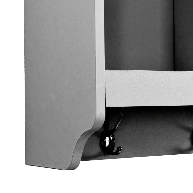Banc de rangement polyvalent pour chaussures avec crochets et tablettes pour les vestibules, Blanc
