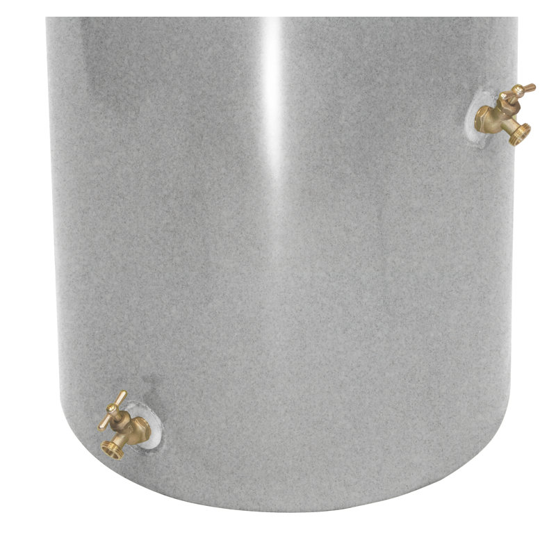 Good Ideas 50 Gallons Plastic Drainable Dual Overflow Planter Rain Barrel, Light Granite