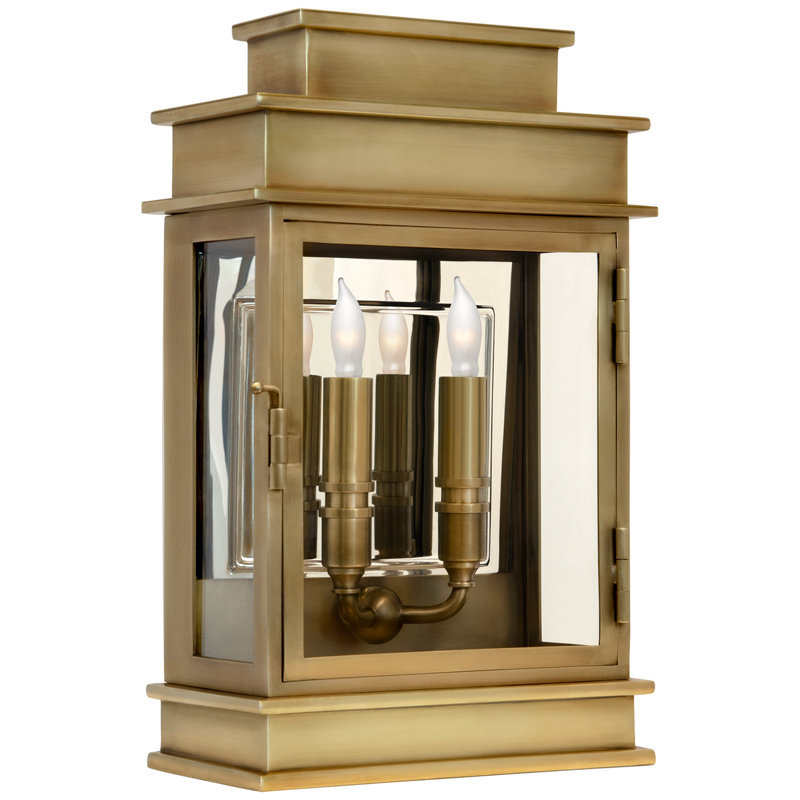 Chapman & Myers Linear Lantern Short, Antique-Burnished Brass