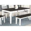 Table de salle à manger bicolore et blanc antique, avec plateau en placage, pieds en bois massif, quatre tiroirs pour accessoires, six places assises avec 2 tiroirs, design rustique, placage, cuisines adaptées