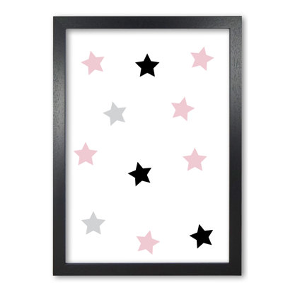 Pink Black And Grey Stars - Painting