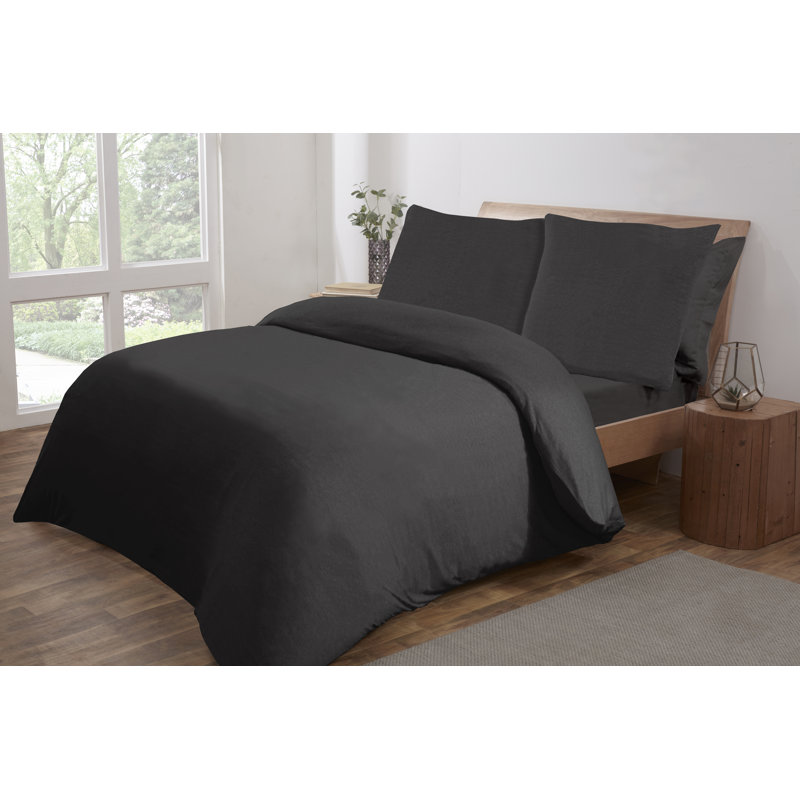 Atvars Striped Duvet Cover Set with Pillowcases, 155 x 220 cm - 2 Pillowcases (80 x 80 cm), Charcoal