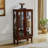 Curio Cabineted Curio Diapaly Cabinet With Adjustable Shelves And Mirrored Back Panel, Tempered Glass Doors (Cherry, 3 Tier), (E26 Bulb Not Included)-1481187022