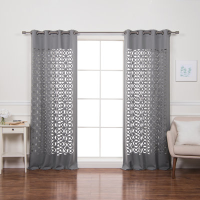 Aikeem Polyester Trellis Cutout Curtain Panel Pair