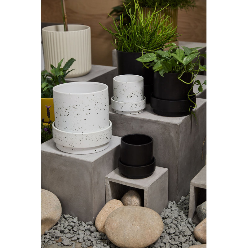 Bridgeway Pot with Saucer, 10" H x 10" W x 10" D