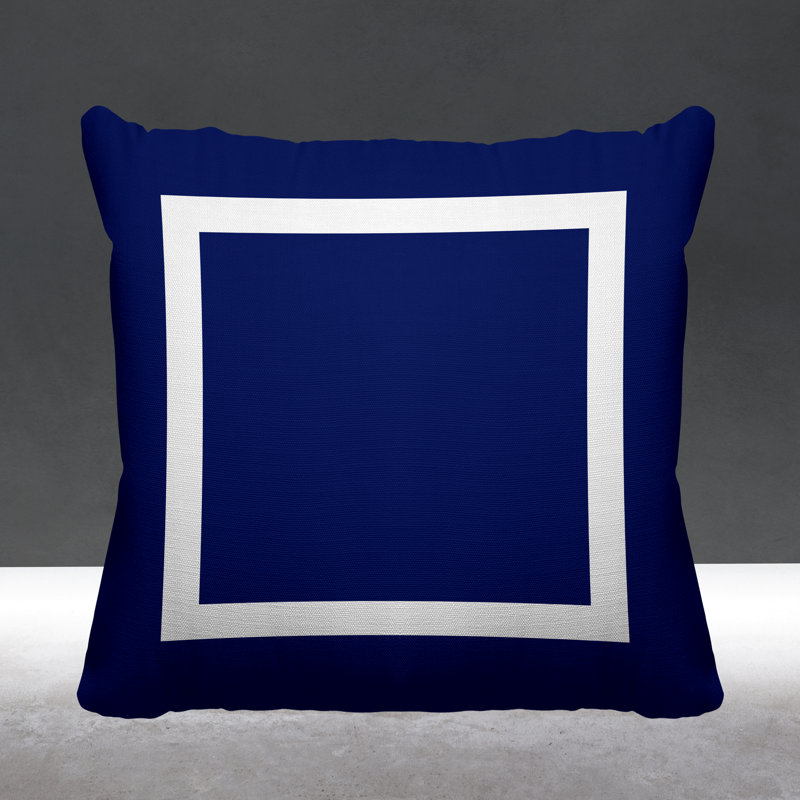 Luella Geometric Outdoor Reversible Throw Pillow, 17W" x 17H", Navy Blue