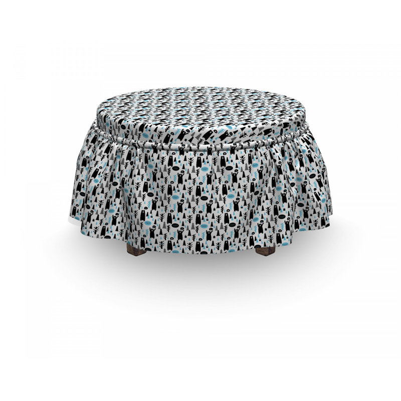 Ensemble de housse pour repose-pieds à coussin de boîte 2 pièces ours modern forest animaux joy