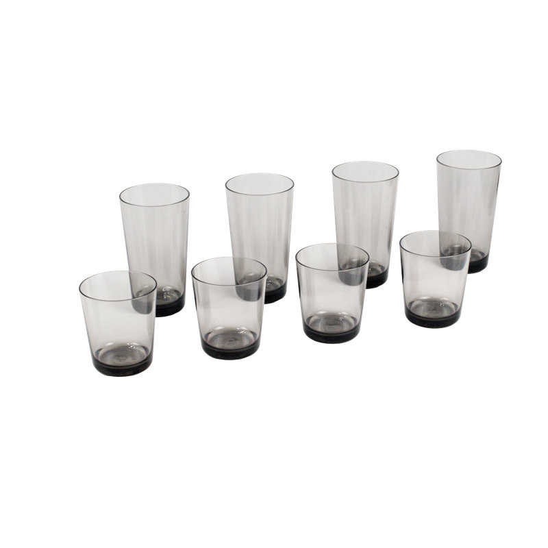Elton 8-Piece Acrylic Assorted Glassware Set, Gray