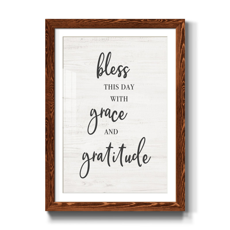 «Bless this Day», reproduction d'art textuel sur papier encadré, H 44 po x l 31 po x P 1 po, Érable