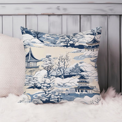 World and Countries Chinoiserie Pattern - XII Asian Throw Pillow Cover