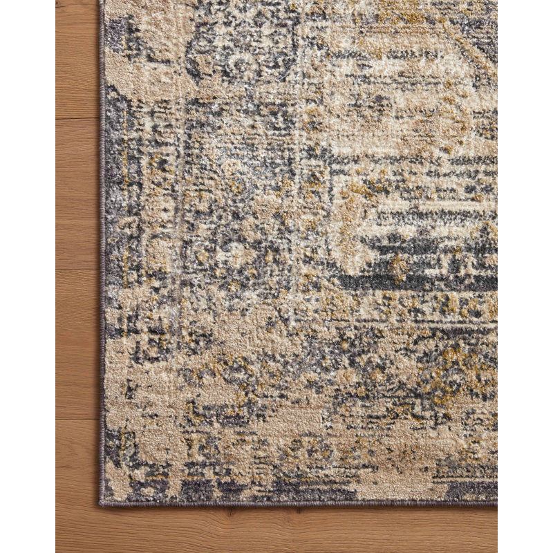 Gerin Oriental Machine Woven Polypropylene/Polyester Area Rug in Black/Beige, Square 1'6"
