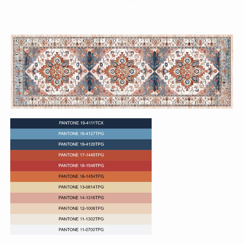 Tapis de couloir Chassia, Bleu / rouge