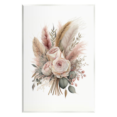 Roses & Country Reeds Wall Plaque Art by LSR Design Studio