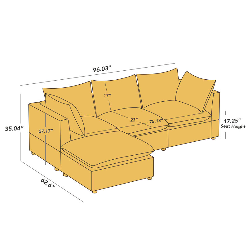 Helmich 4 - Piece Upholstered Sectional, Beige