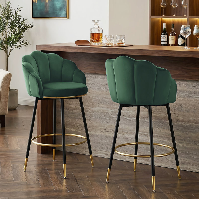 Tabouret de bar rotatif 29 po Olvina, Vert