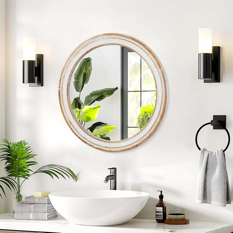 Miroir mural rond, miroir circulaire pour chambre à coucher, vestibule, salon, 31,5 po x 31,5 po