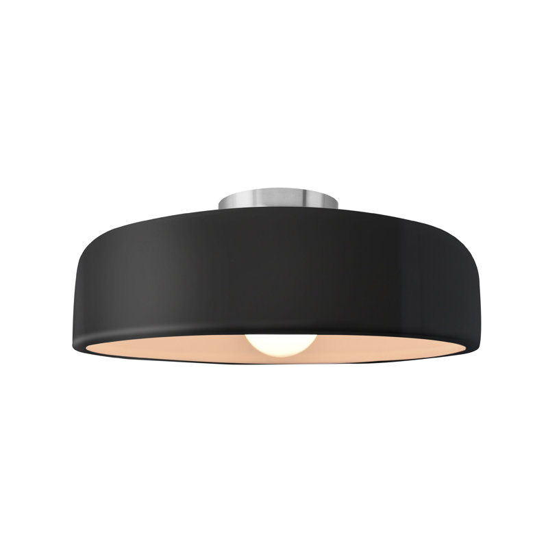 Plafonnier semi-encastré Radiance, Noir brillant / blanc mat, Nickel brossé, H 6 po x l 13 po x P 13 po